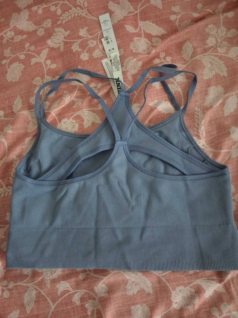PINK Victoria's Secret Seamless Ribbed Bralette Crop Top - Dusty Blue
